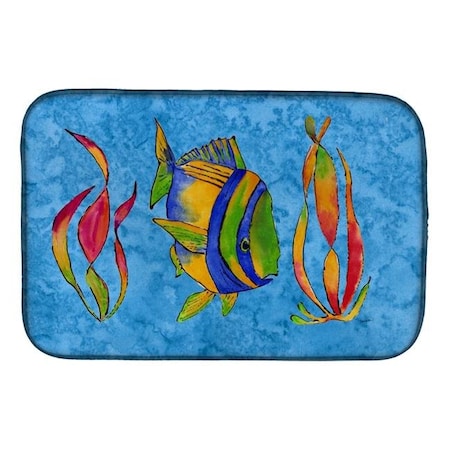 Carolines Treasures Carolines Treasures 8713DDM Troical Fish & Seaweed on Blue Dish Drying Mat 8713DDM